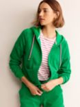 Boden Zip Through Towelling Hoodie, Green Tambourine, Green Tambourine