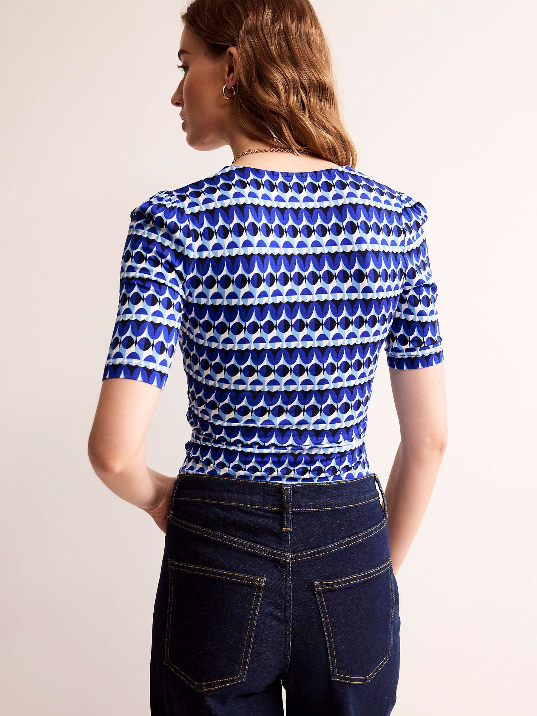 Buy Boden Illusion Print Wrap Front Jersey Top, Blue Online at johnlewis.com