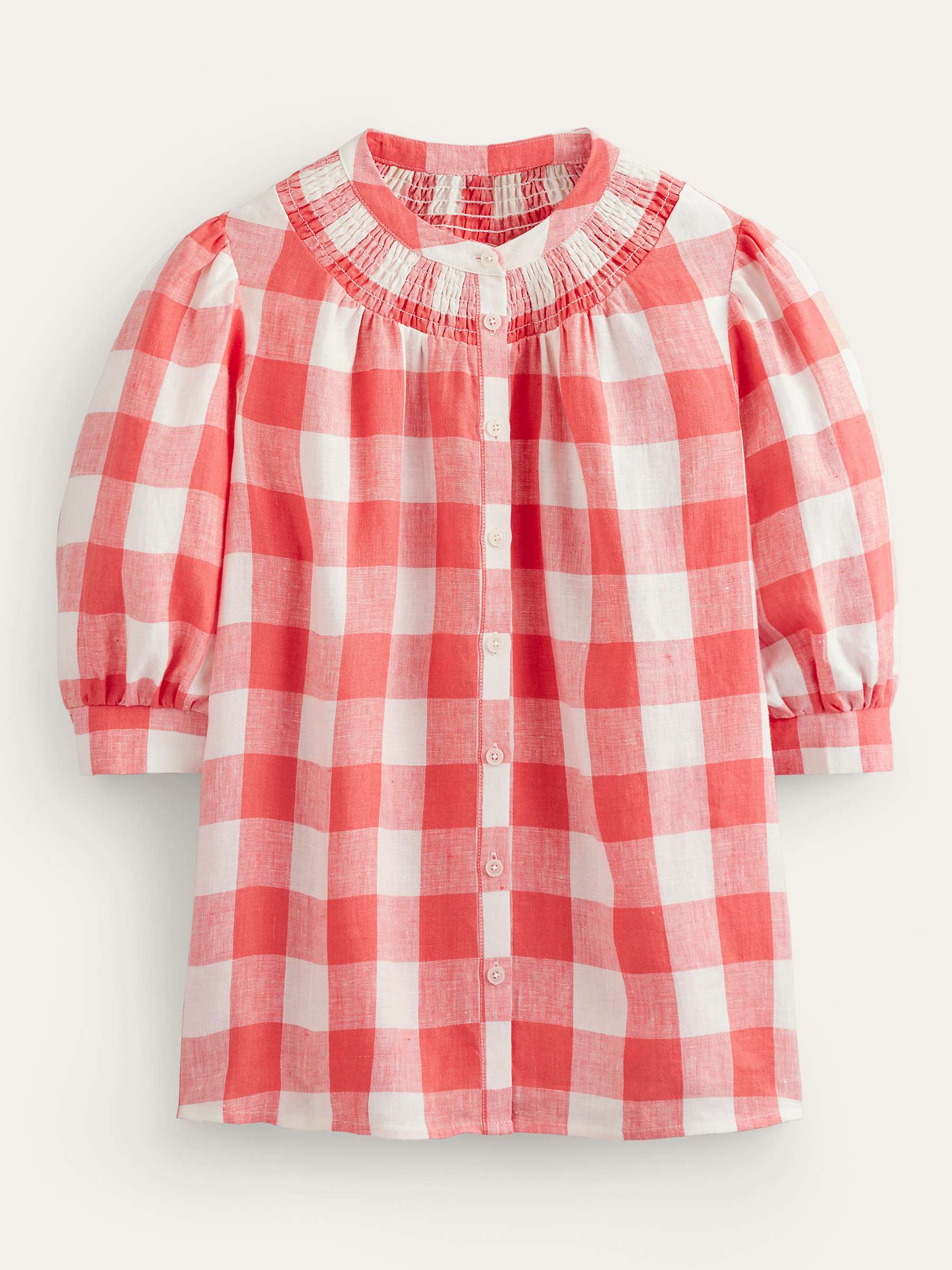 Buy Boden Ada Checked Linen Top, Red/Multi Online at johnlewis.com