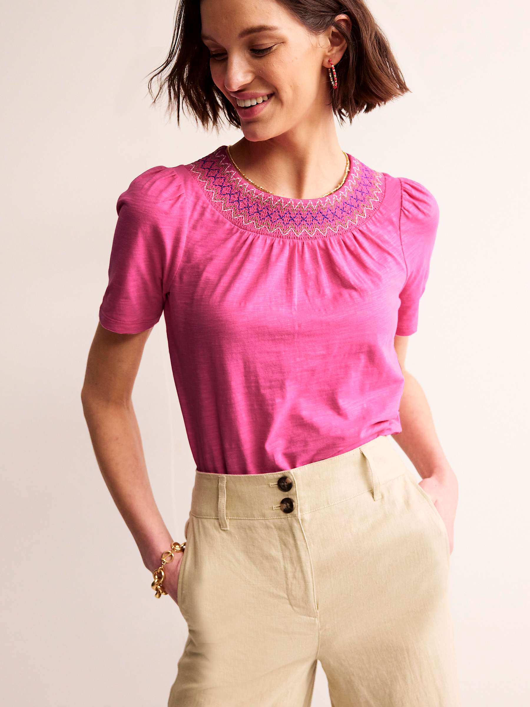 Buy Boden Puff Sleeve Top, Sangria Sunset Online at johnlewis.com