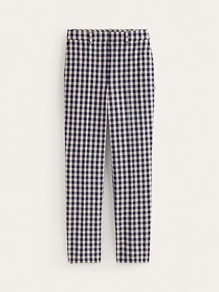 Boden Highgate Slim Fit Trousers, Navy/Stone Gingham