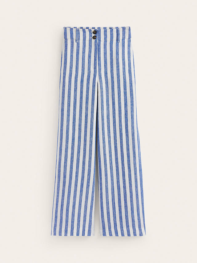 Boden Westbourne Linen Trousers, Blue/White