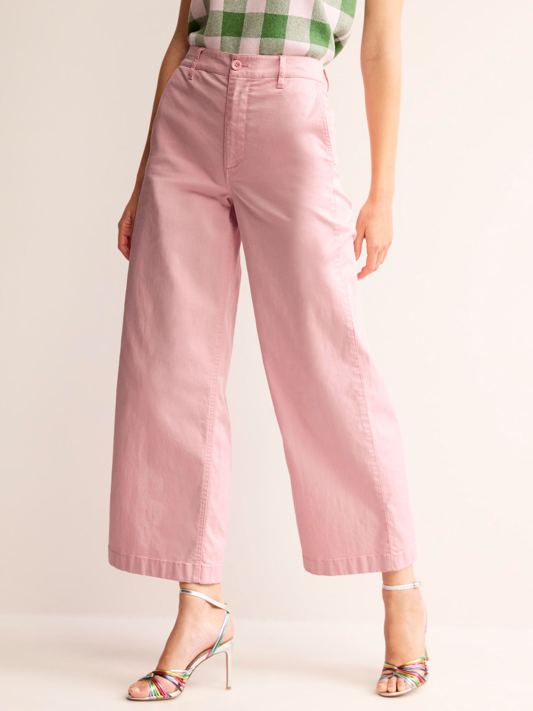 Boden Barnsbury Cropped Wide Leg Trousers, Blush at John Lewis & Partners