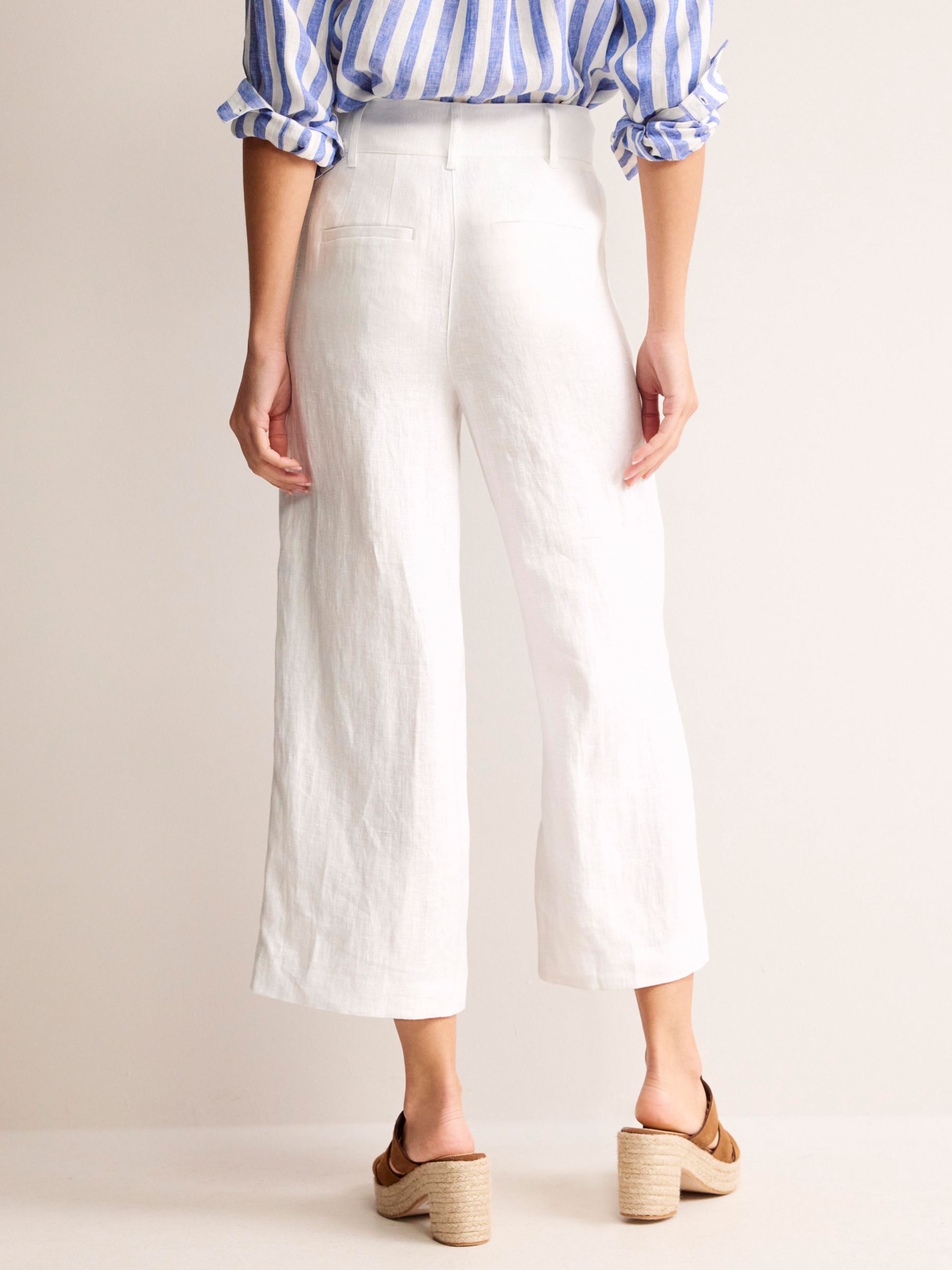 Boden Westbourne Wide Leg Cropped Trousers, White, 16