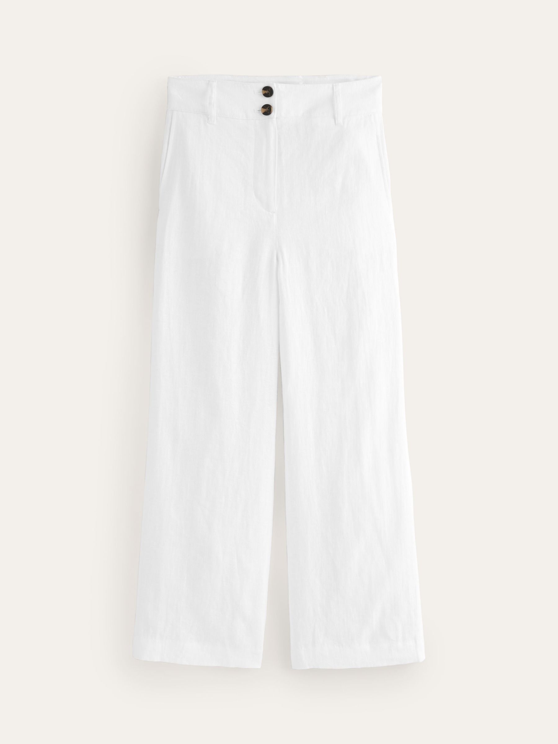 Boden Westbourne Wide Leg Cropped Trousers, White, 16