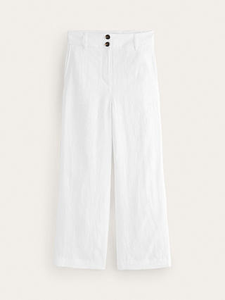 Boden Westbourne Linen Wide Leg Cropped Trousers, White