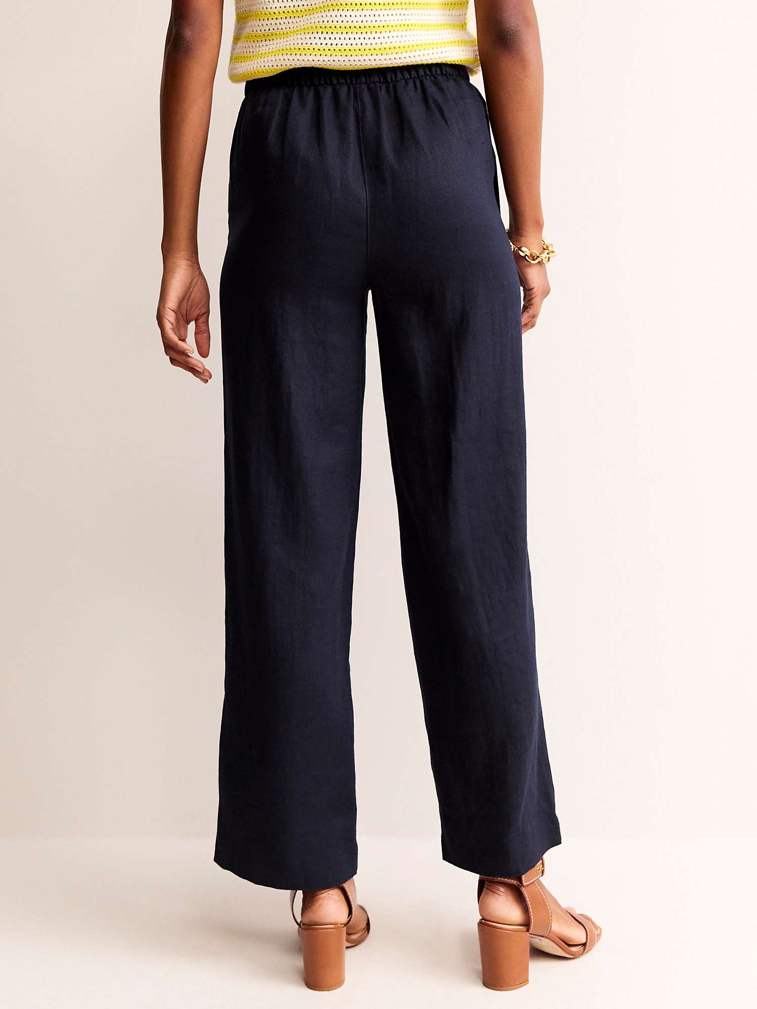 Buy Boden Hampstead Linen Trousers, Navy Online at johnlewis.com
