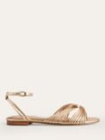 Boden Twist Front Leather Flat Sandals, Gold