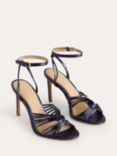 Boden Twist Front Leather Stiletto Heel Sandals, Navy Metallic