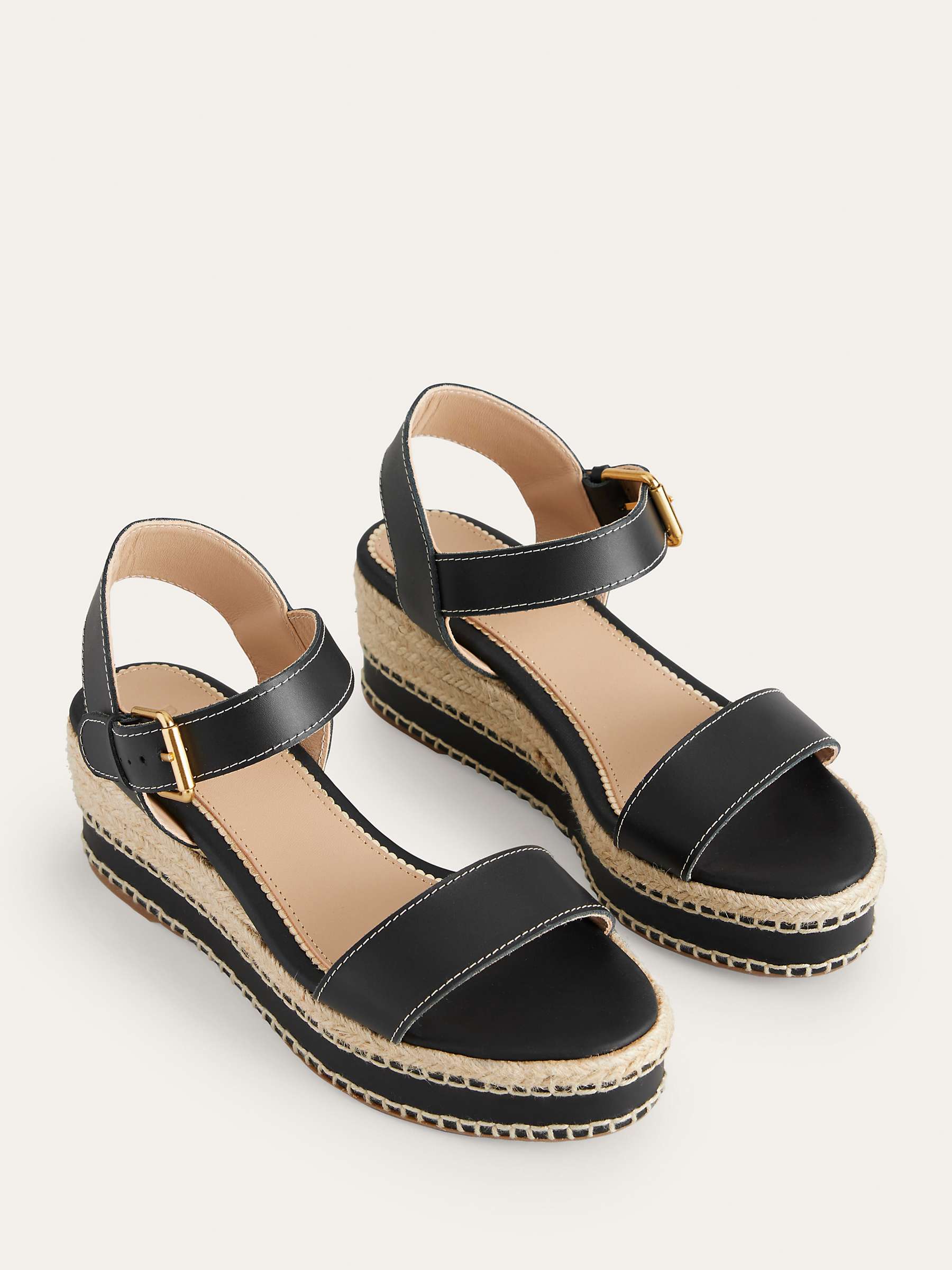 Buy Boden Leather Stitched Wedge Heel Sandals Online at johnlewis.com