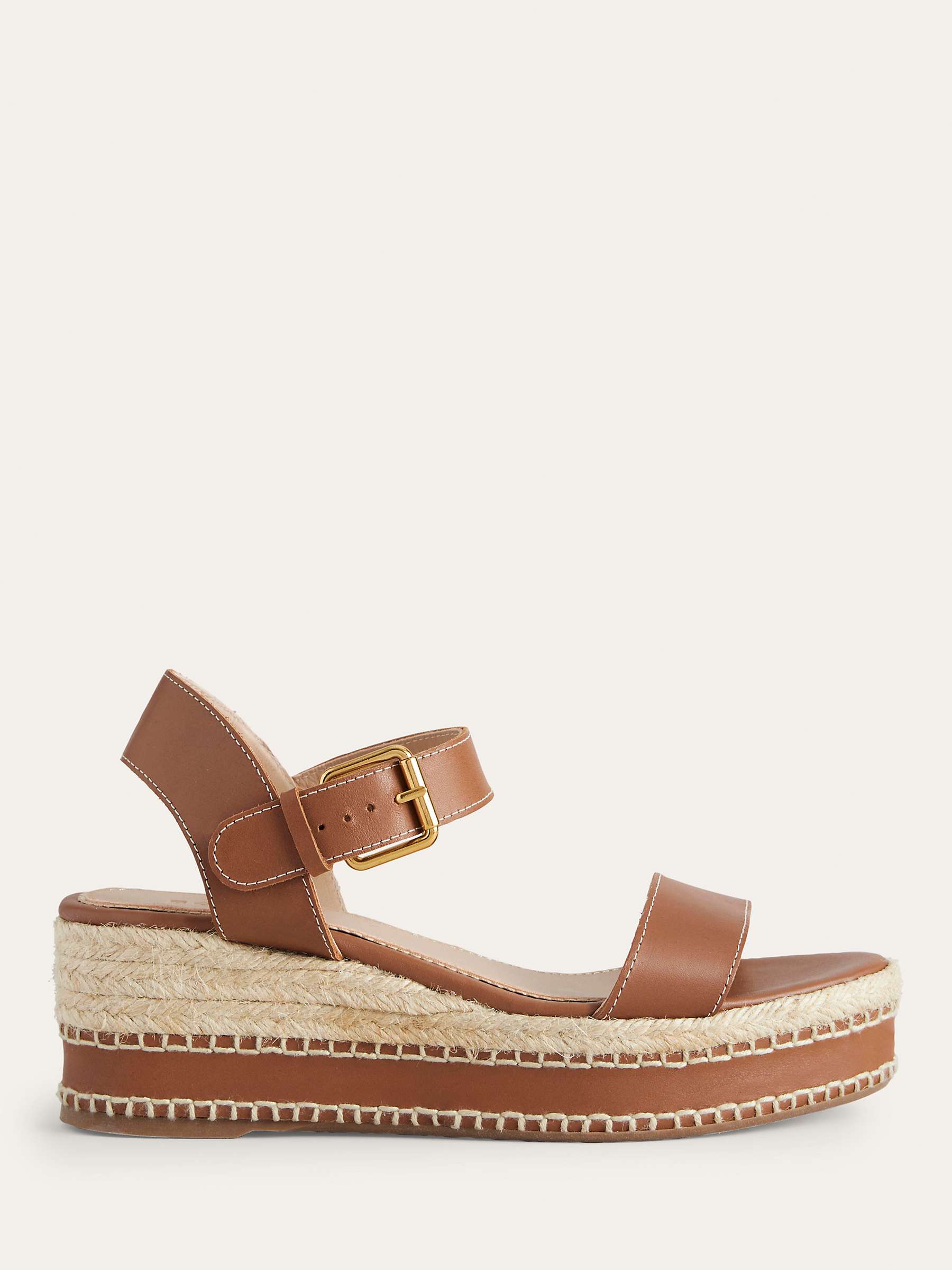 Buy Boden Leather Stitched Wedge Heel Sandals Online at johnlewis.com