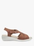 Hotter Isabelle Extra Wide Fit Nubuck Low Wedge Sandals, Tan