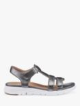 Hotter Strive Wide Fit Sandals, Pewter Metallic