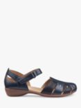 Hotter May Wide Fit Faux Lizard Fisherman Style Sandals, Navy