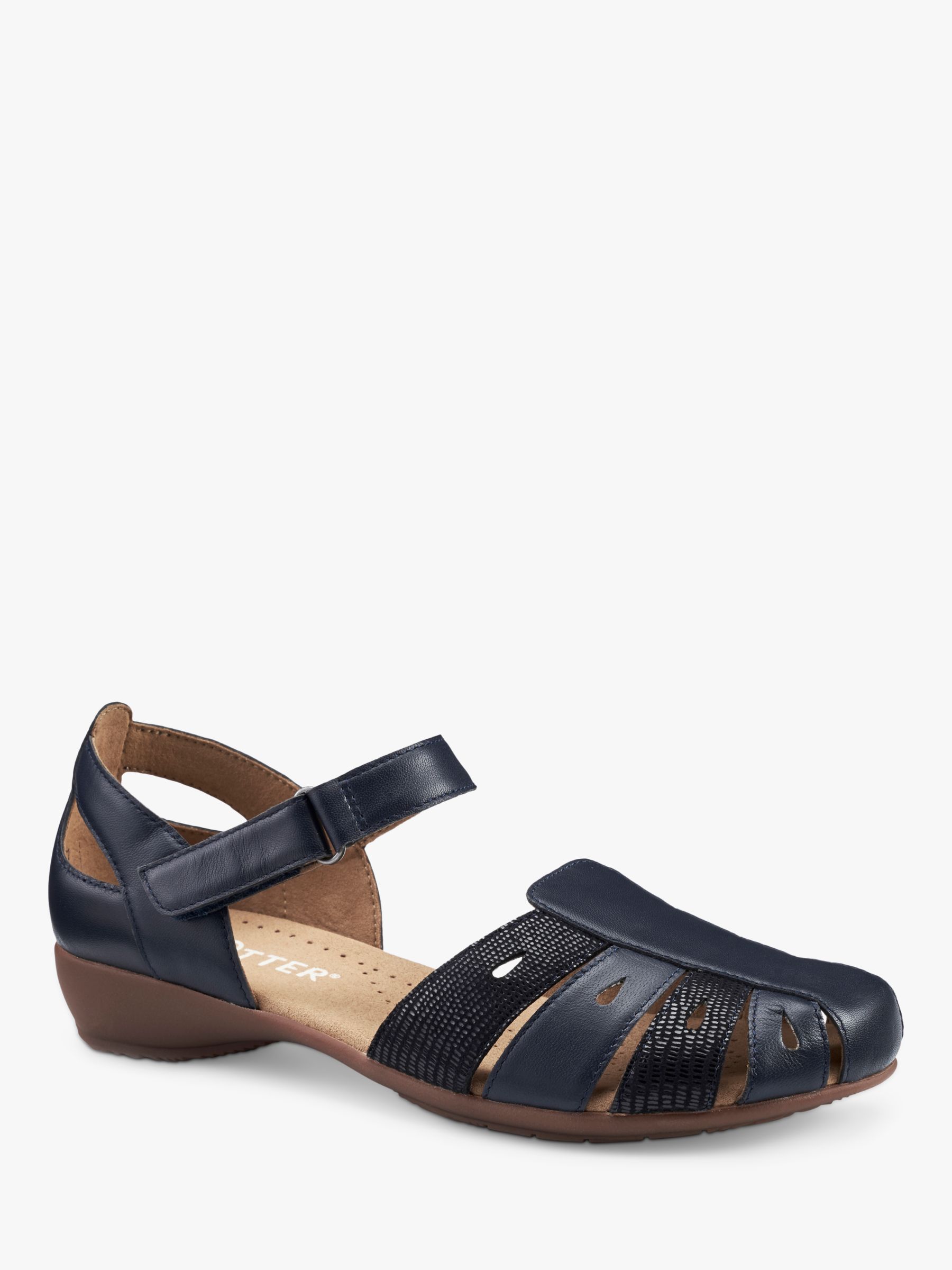 Buy Hotter May Wide Fit Faux Lizard Fisherman Style Sandals, Navy Online at johnlewis.com