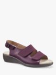 Hotter Easy II Nubuck and Leather Low Wedge Sandals, Damson