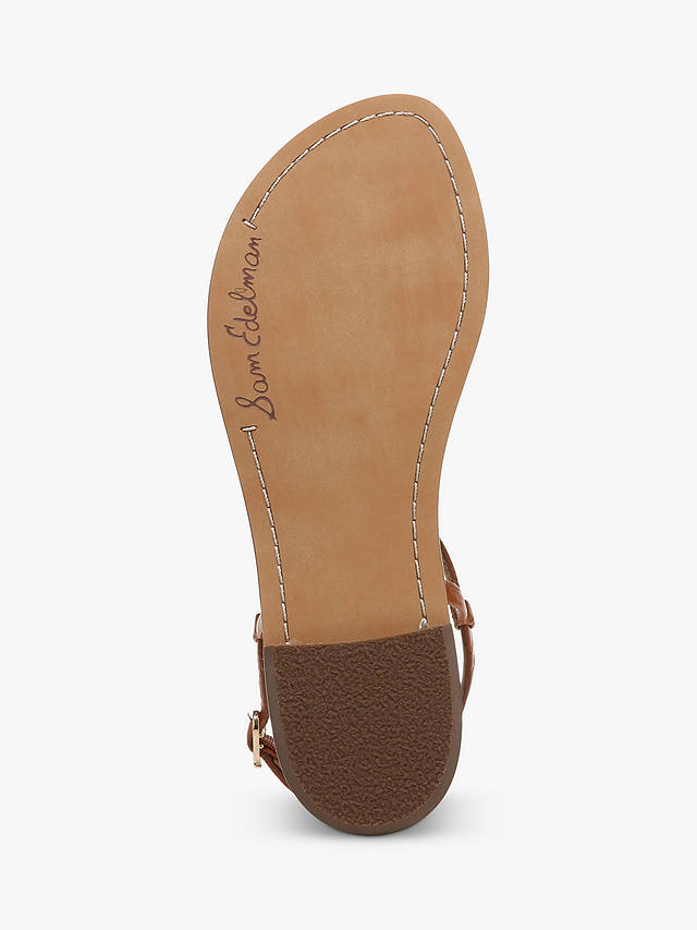 Sam Edelman Gigi Signet Leather Flat Sandals, Saddle