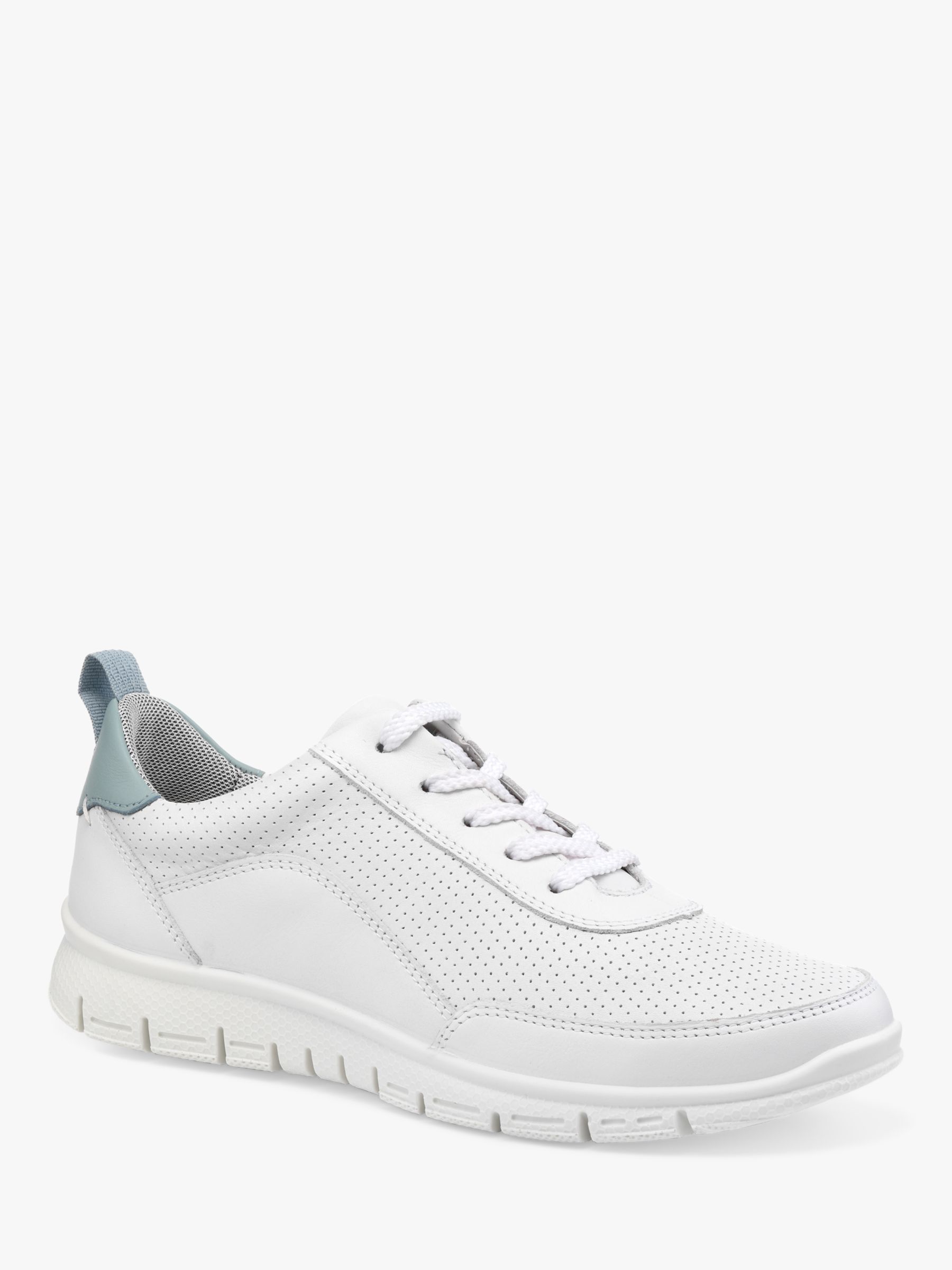 Buy Hotter Gravity II Wide Fit Lightweight Leather Trainers, White/Sage Online at johnlewis.com