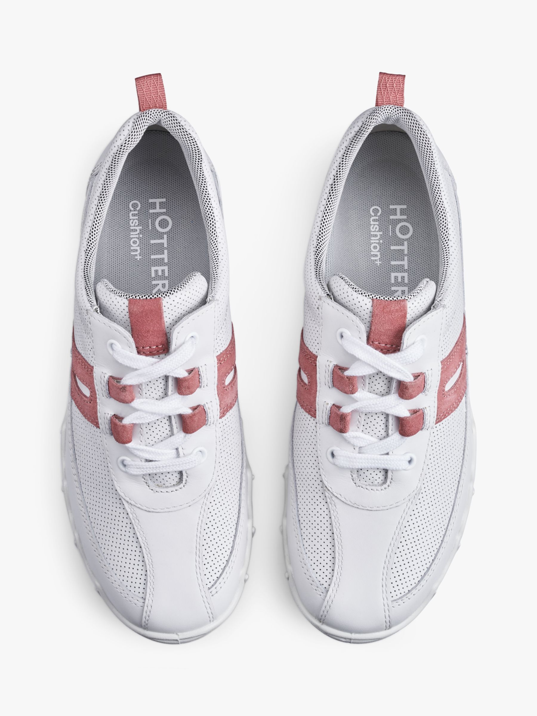 Buy Hotter Leanne II Wide Fit Leather and Suede Trainers, White/Tea Rose Online at johnlewis.com