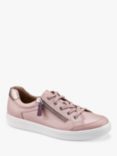 Hotter Chase II Extra Wide Fit Leather Zip and Go Trainers, Light Mink/Rose Gold