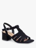 Hotter Portofino Block Heel Suede Sandals, Black