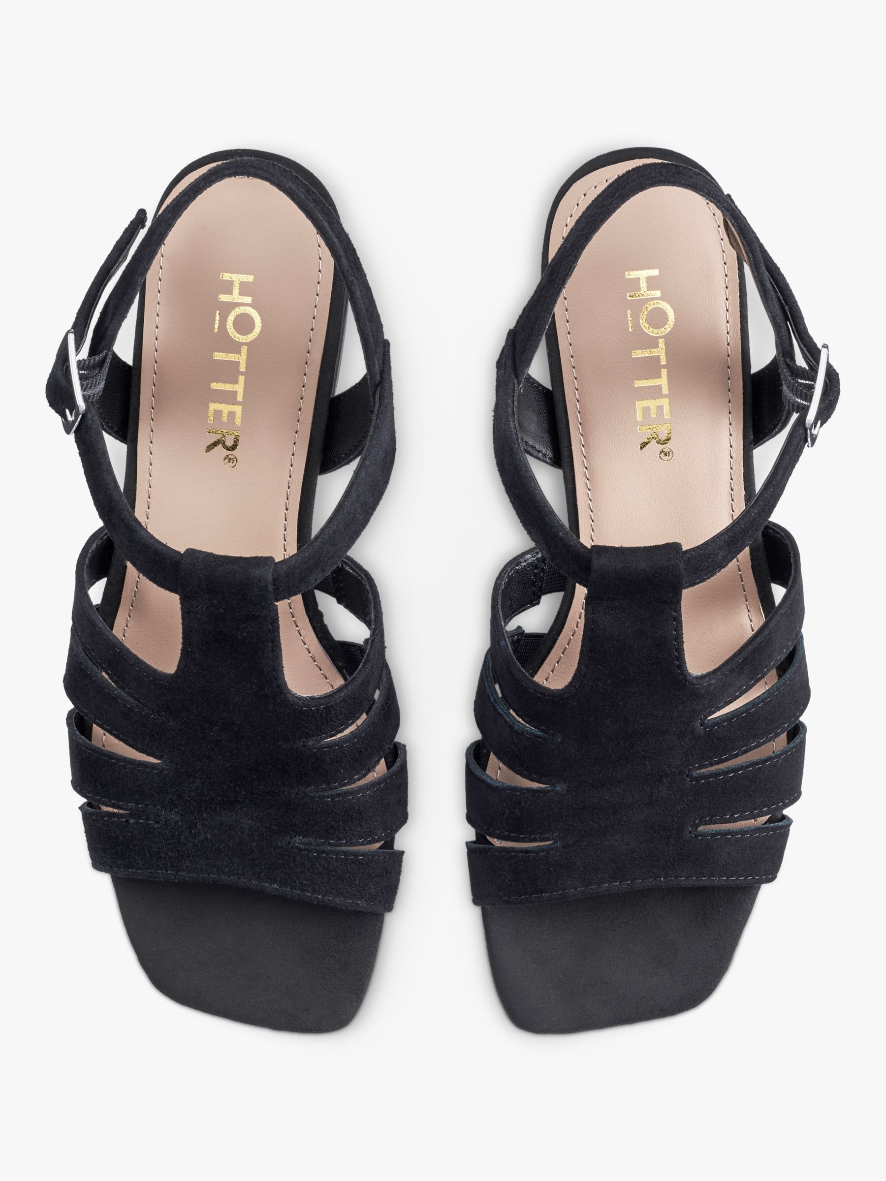 Buy Hotter Portofino Block Heel Suede Sandals, Black Online at johnlewis.com