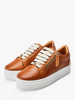 Moda in Pelle Abbiy Leather Platform Trainers, Tan