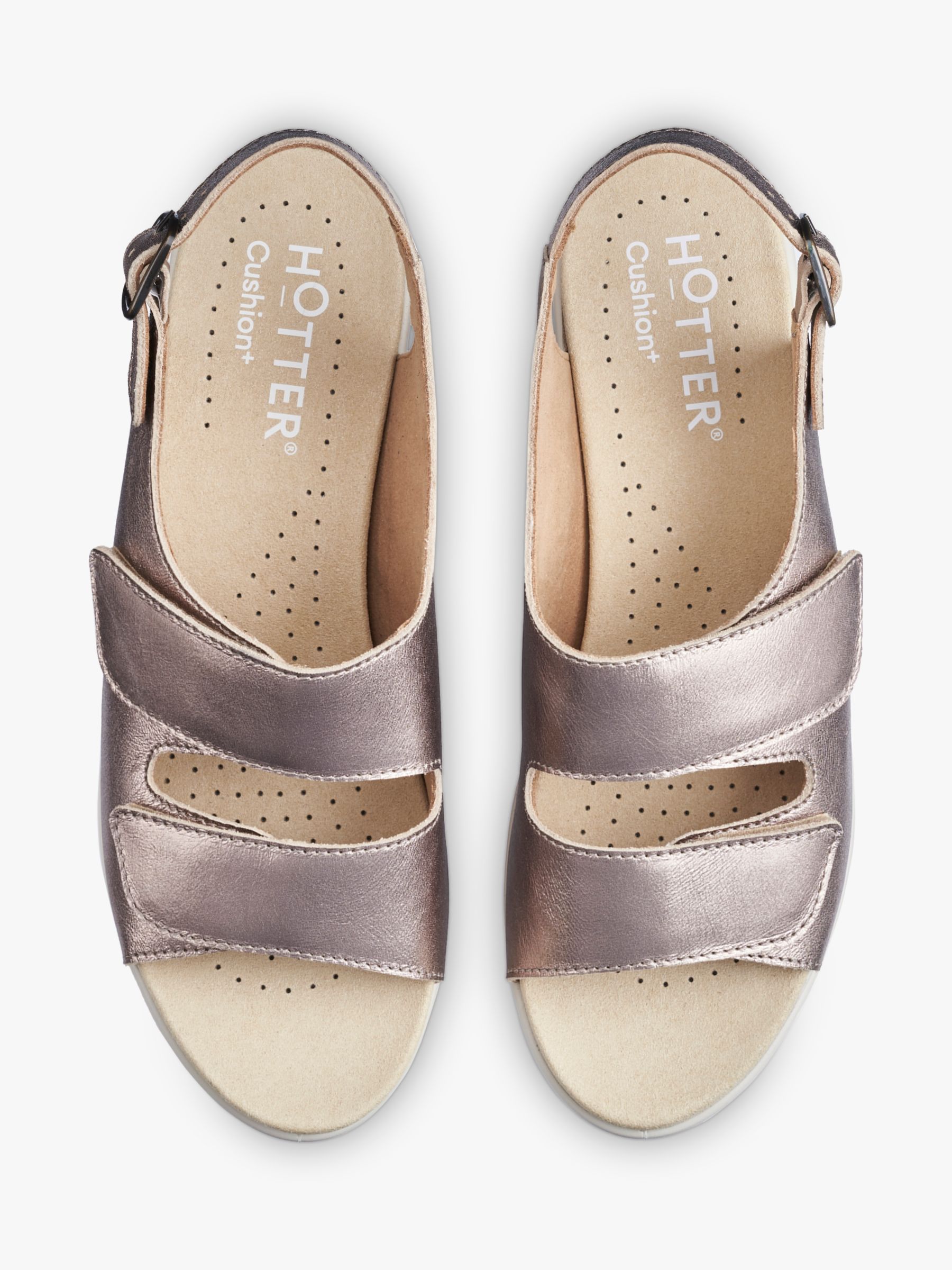 Buy Hotter Easy II Extra Wide Fit Low Wedge Leather Sandals, Rose Gold Online at johnlewis.com