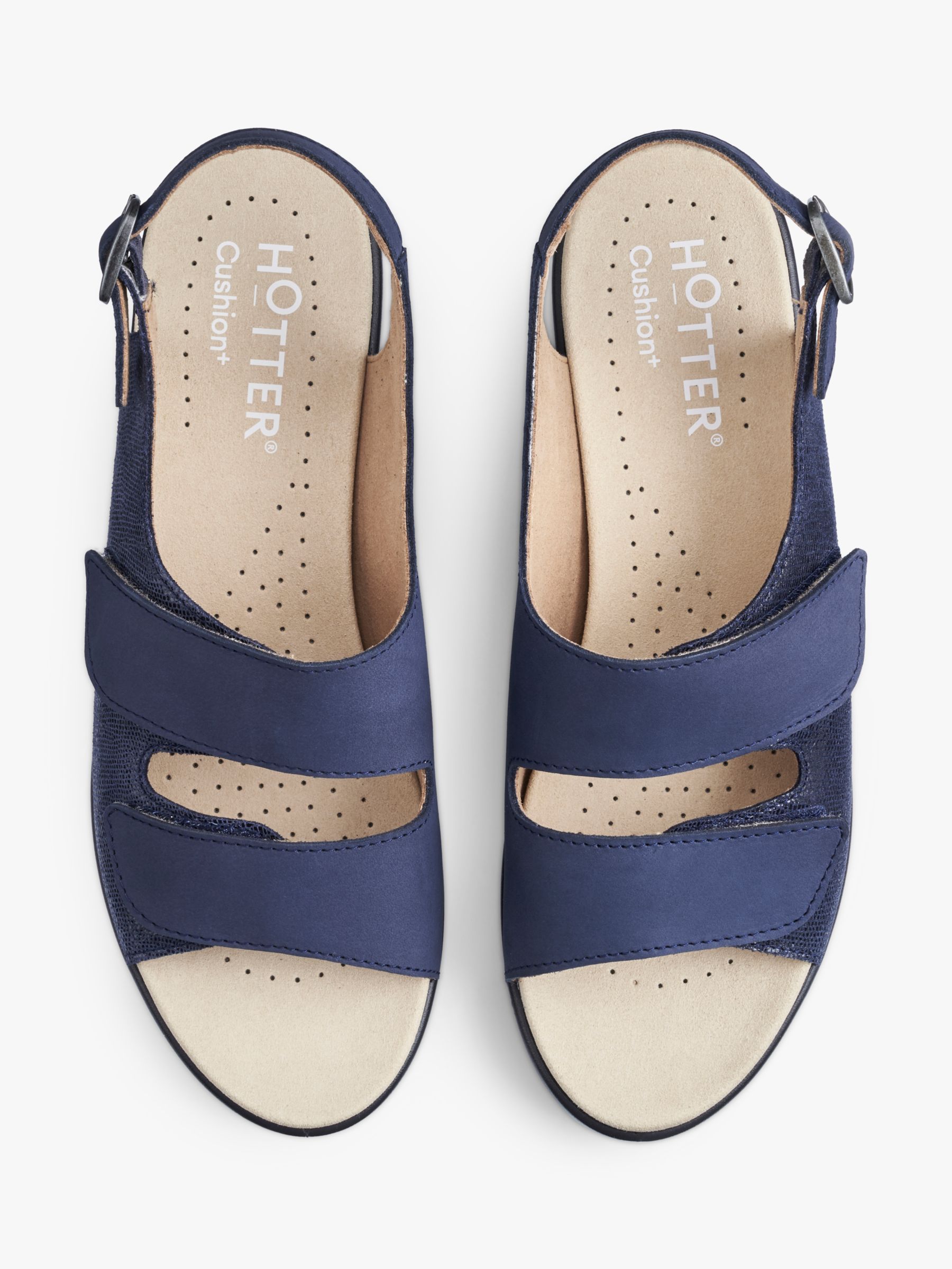 Buy Hotter Easy II Extra Wide Fit Faux Lizard Leather Low Wedge Sandals, Denim Navy Online at johnlewis.com