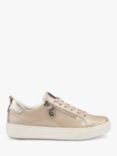 Hotter Cupid Patent Leather Zip and Go Trainers, Beige