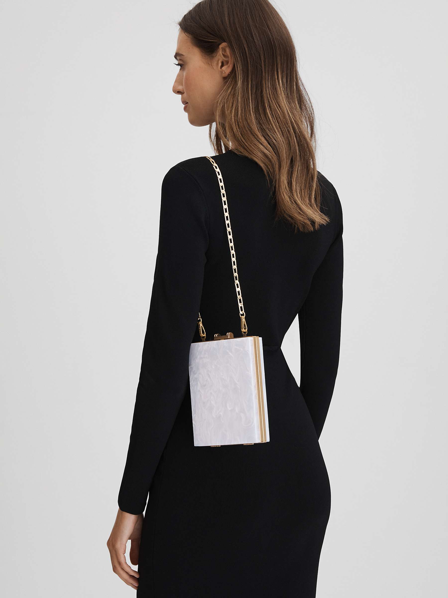 Buy Reiss Gigi Chain Strap Clutch Bag, White Online at johnlewis.com
