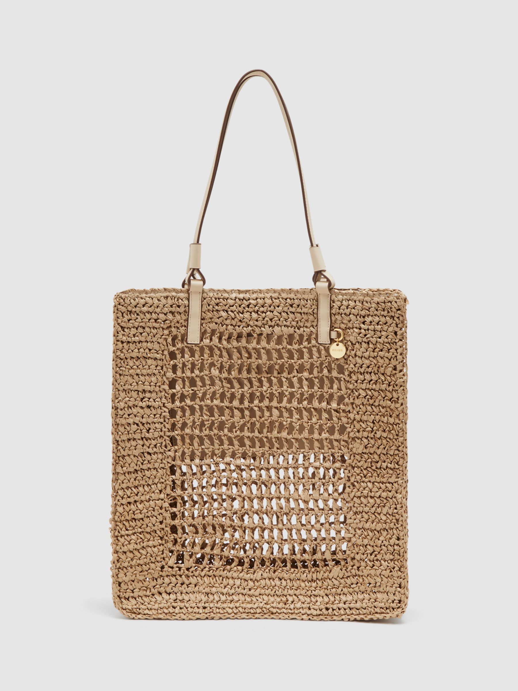 Reiss Maria Woven Tote Bag, Natural, One Size