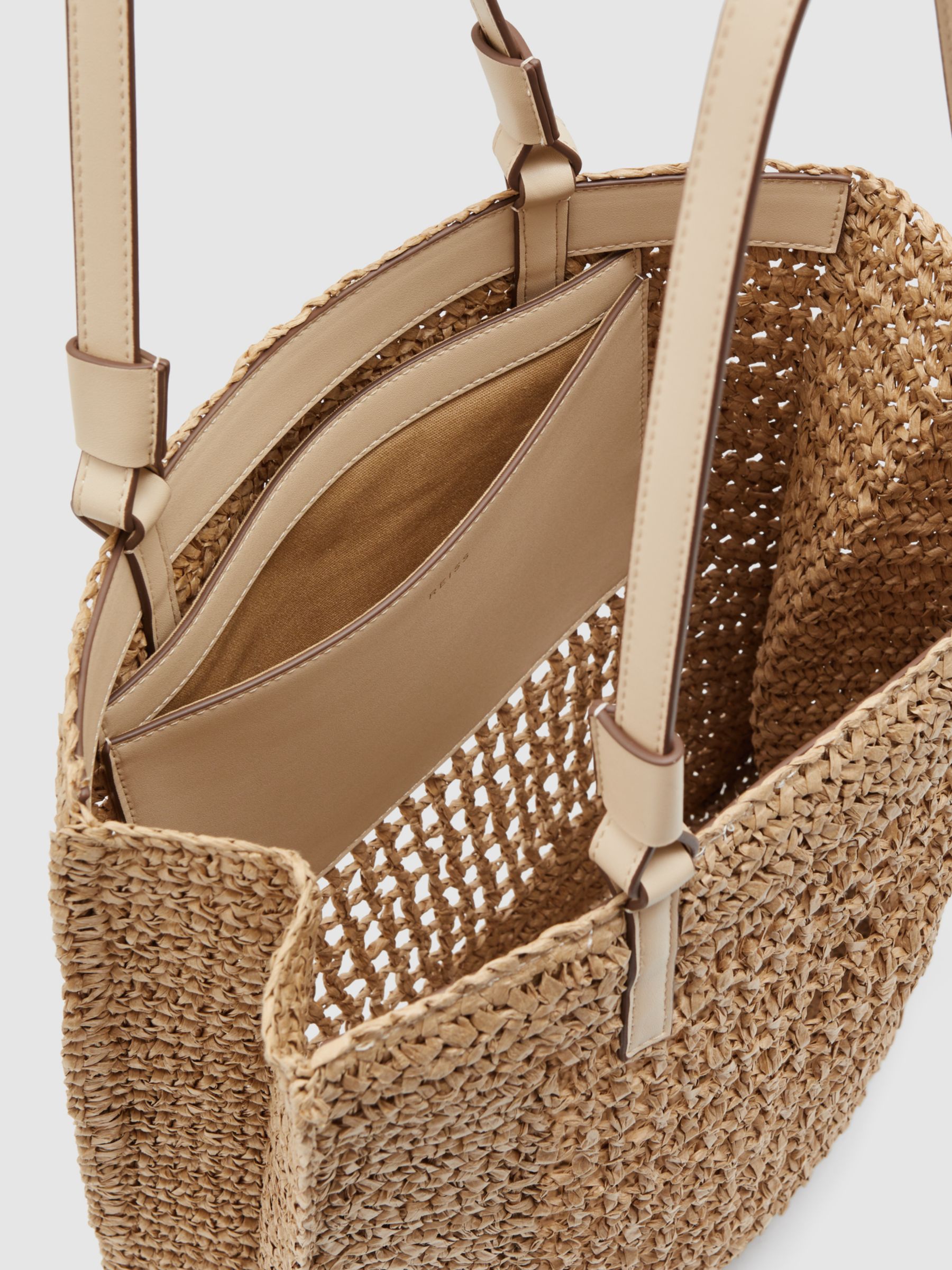 Reiss Maria Woven Tote Bag, Natural, One Size