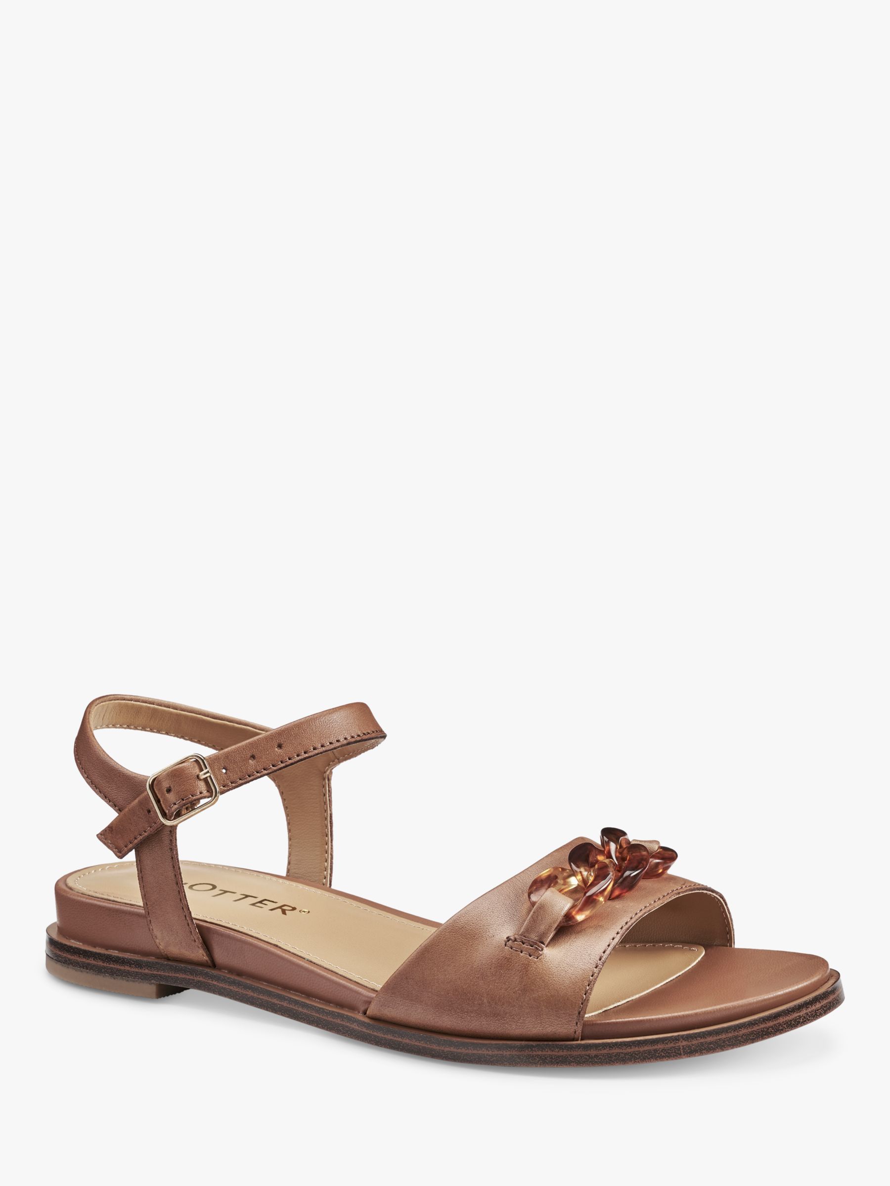 Buy Hotter Modena Wide Fit Leather Ankle Strap Sandals, Rich Tan Online at johnlewis.com