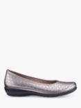 Hotter Livvy II Wide Fit Perforated Leather Pumps, Pewter
