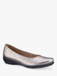 Hotter Livvy II Wide Fit Perforated Leather Pumps, Pewter