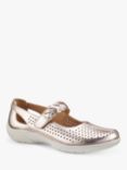 Hotter Quake II Wide Fit Perforated Leather Mary Jane Shoes, Soft Gold
