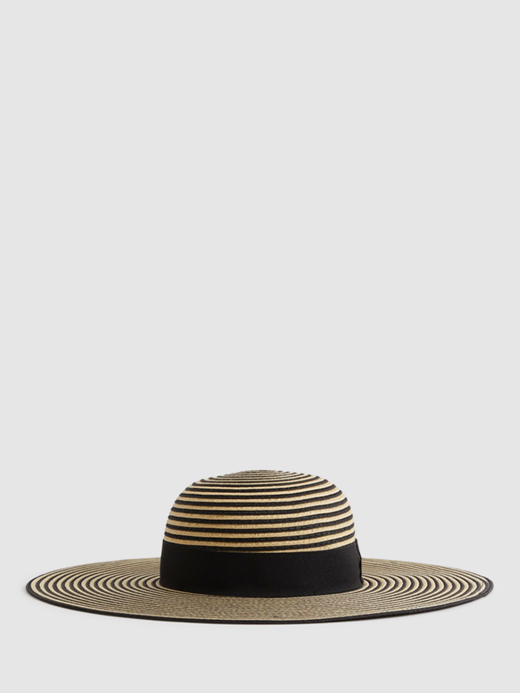 Buy Reiss Emilia Paper Straw Wide Brim Sun Hat, Black/Neutral Online at johnlewis.com