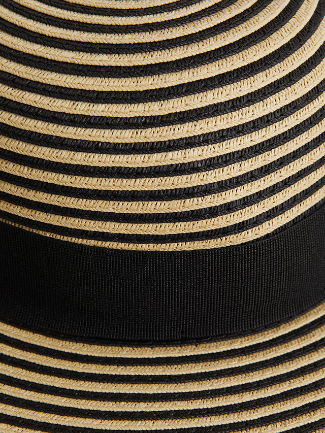 Reiss Emilia Paper Straw Wide Brim Sun Hat, Black/Neutral