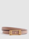 Reiss Lara Leather Woven Belt, Nude