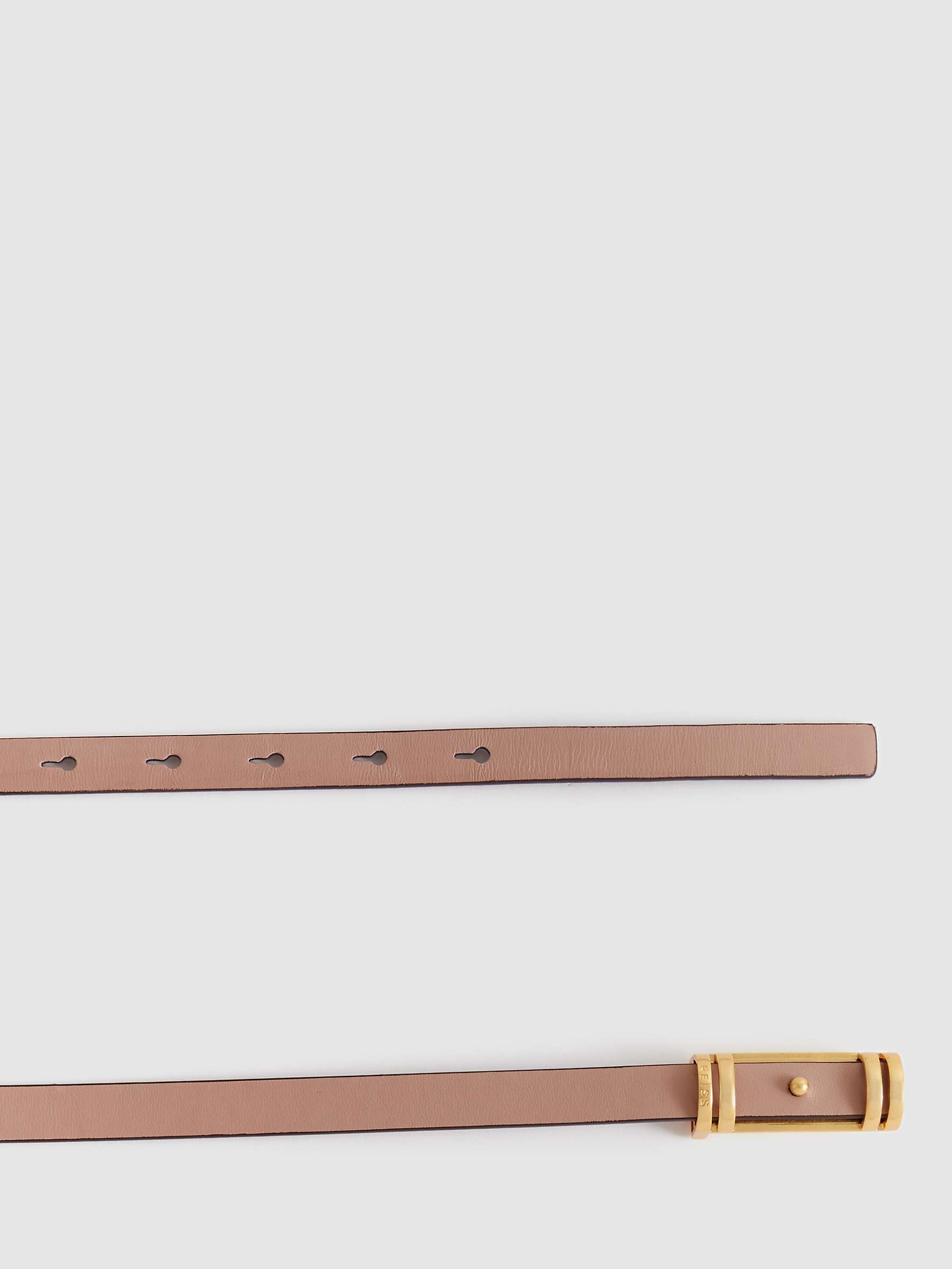 Buy Reiss Lara Leather Woven Belt, Nude Online at johnlewis.com