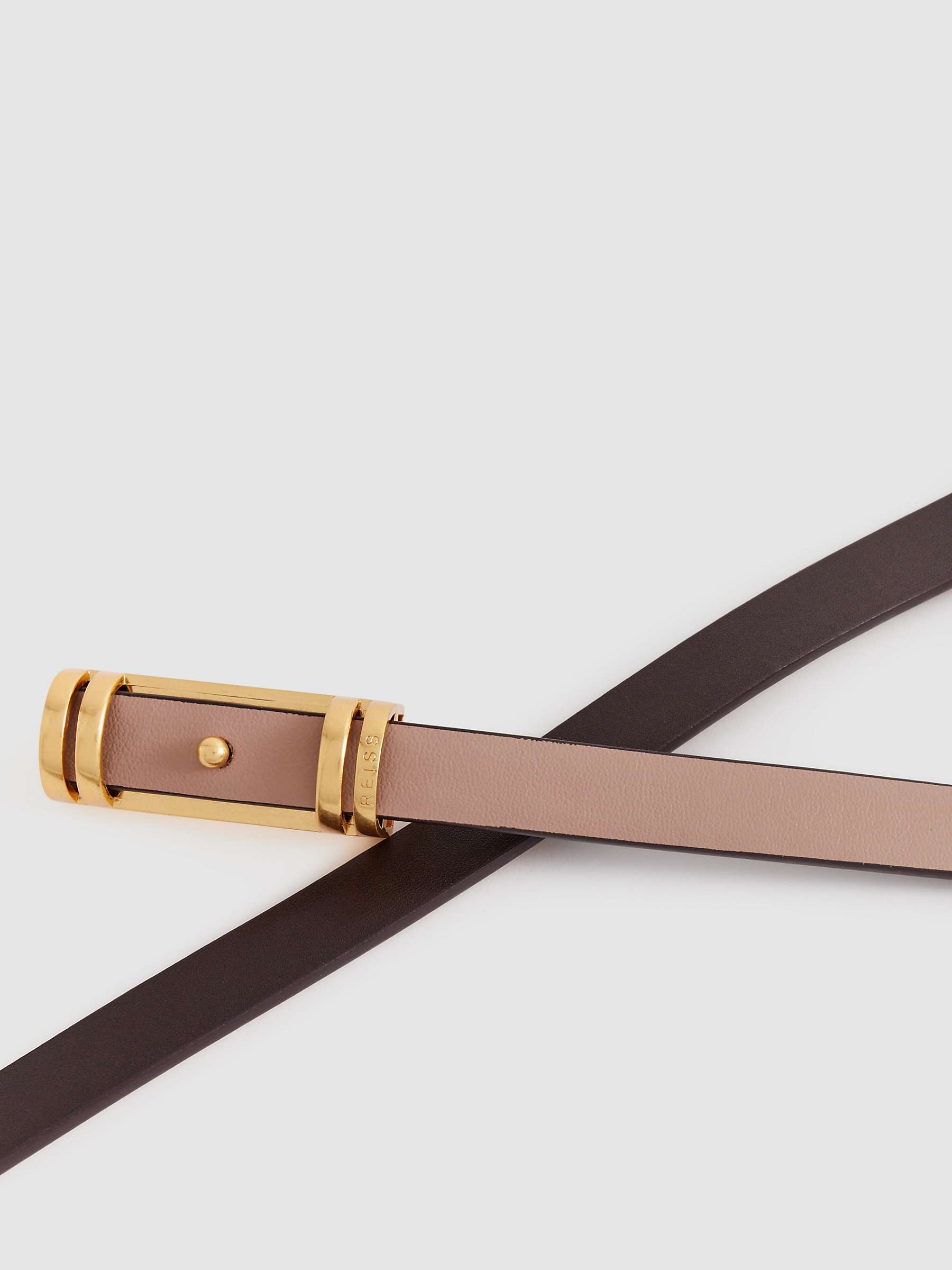 Buy Reiss Lara Leather Woven Belt, Nude Online at johnlewis.com