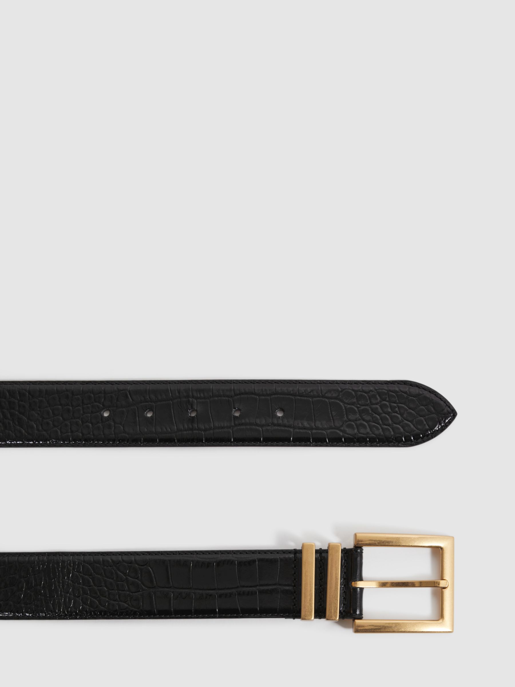 Buy Reiss Brompton Textured Leather Belt, Black Online at johnlewis.com