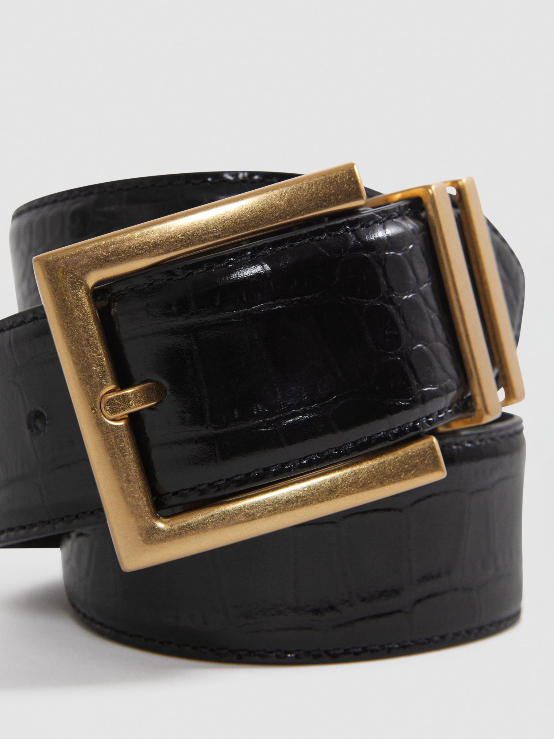 Buy Reiss Brompton Textured Leather Belt, Black Online at johnlewis.com