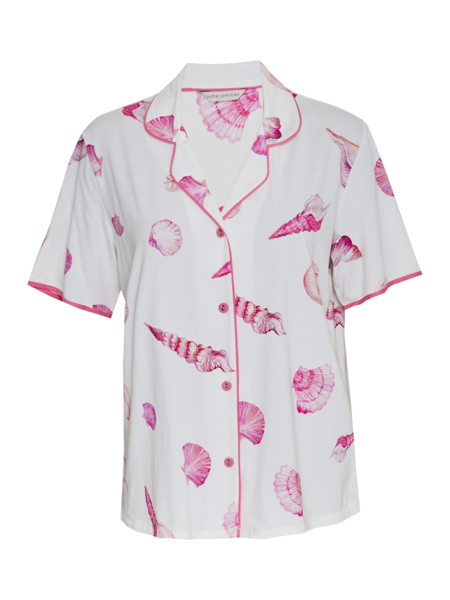 Buy Cyberjammies Shelly Shell Print Jersey Pyjama Top, Cream Online at johnlewis.com