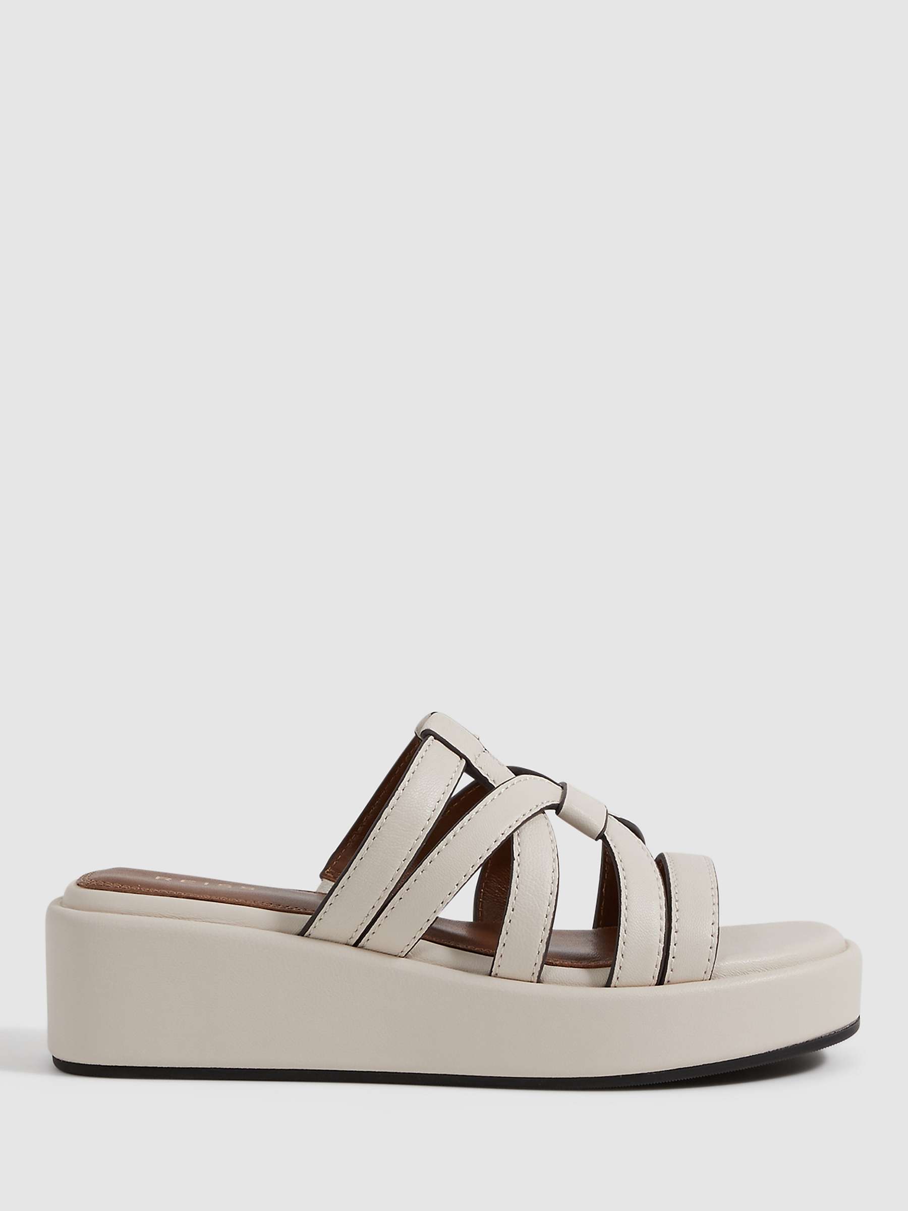 Buy Reiss Naya Leather Platform Sandals, White Online at johnlewis.com
