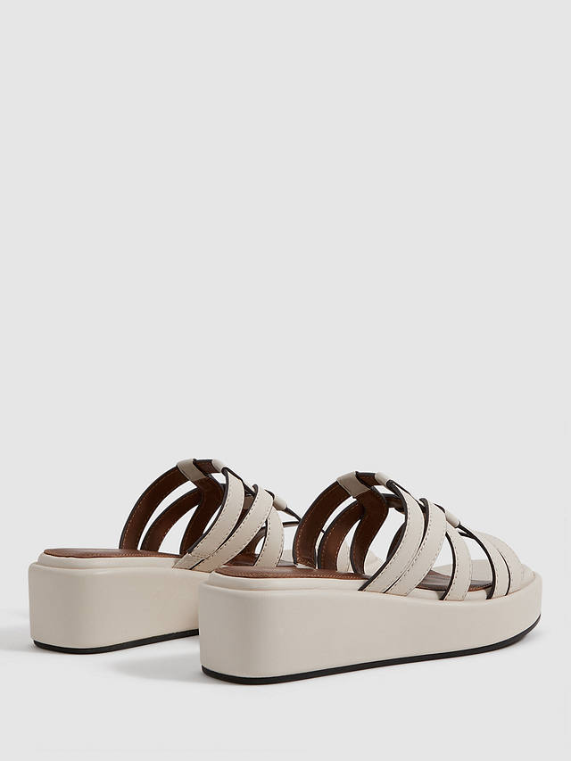 Reiss Naya Leather Platform Sandals, White
