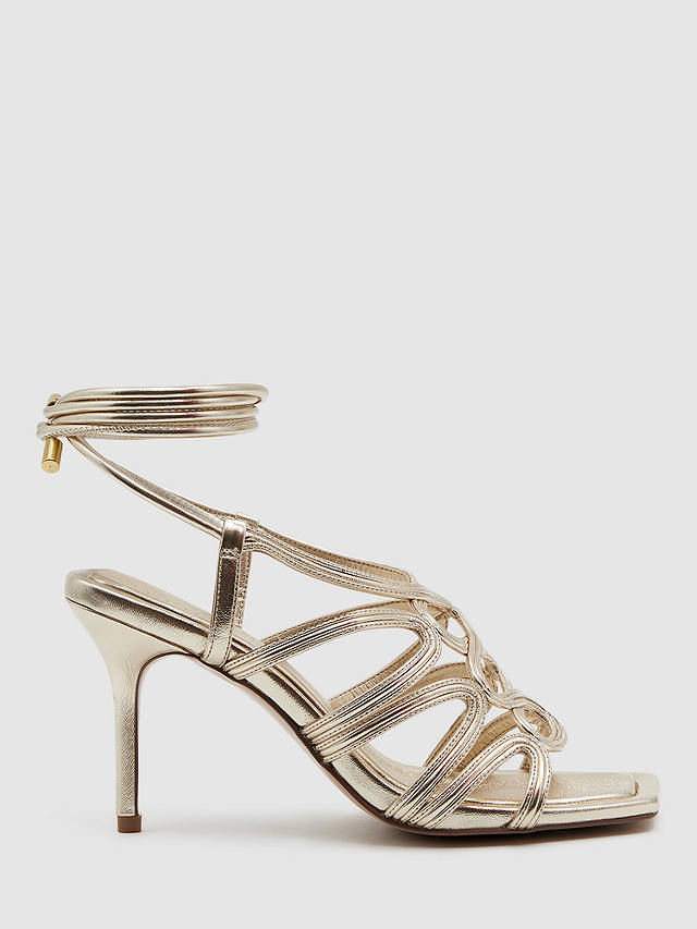 Reiss Keira Rope Strap High Heel Sandals, Gold