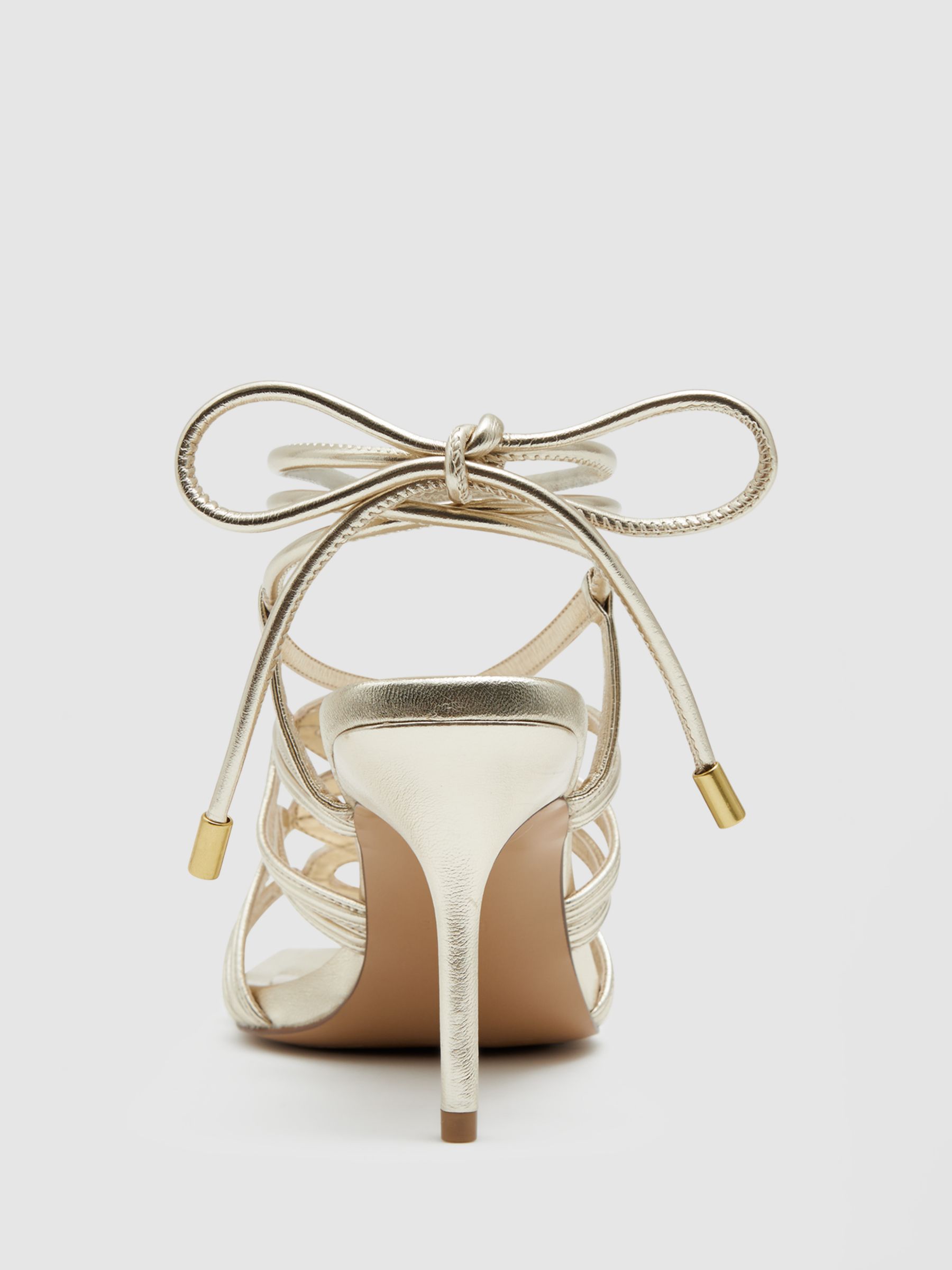Reiss Keira Rope Strap High Heel Sandals, Gold, 3