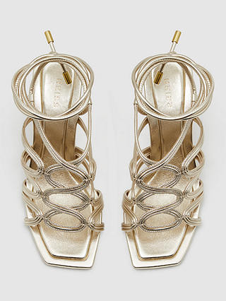 Reiss Keira Rope Strap High Heel Sandals, Gold